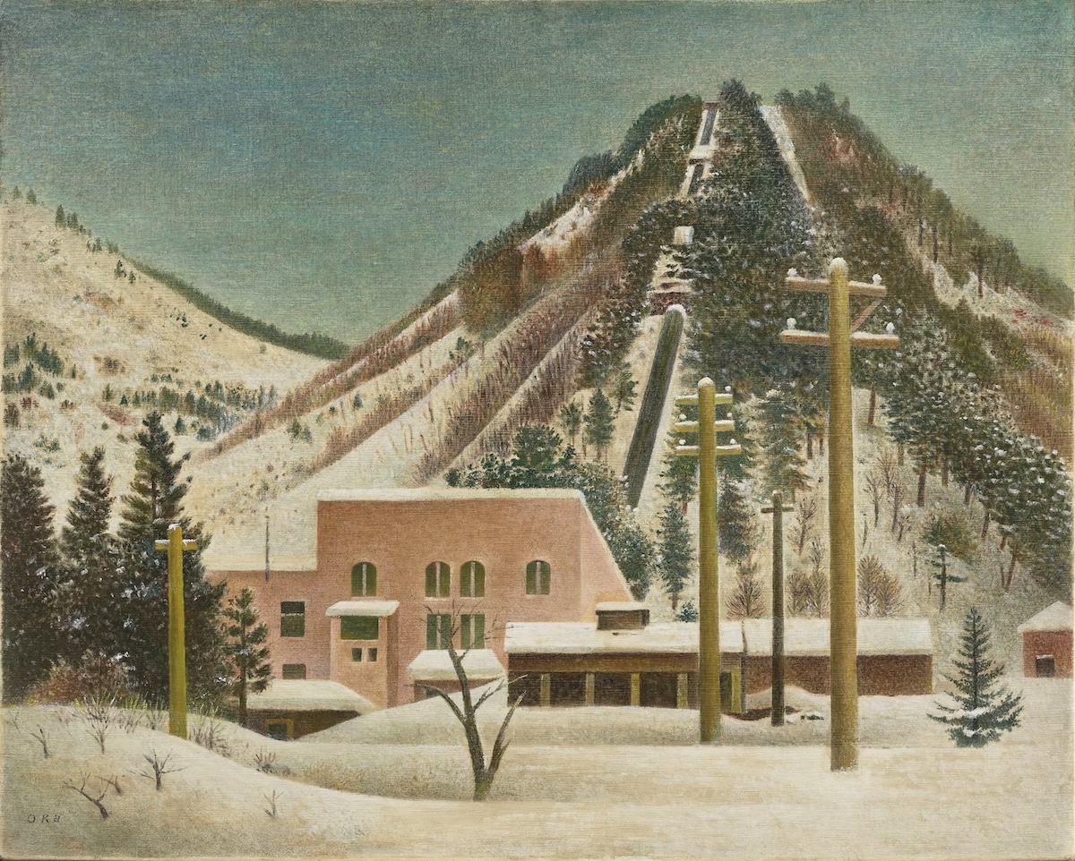 岡鹿之助《雪の発電所》1956年、石橋財団アーティゾン美術館
