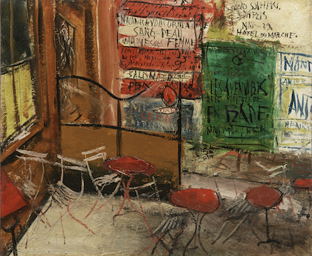 SAEKI Yuzo, Café Terrace with Posters, 1927, Artizon Museum, Ishibashi Foundation