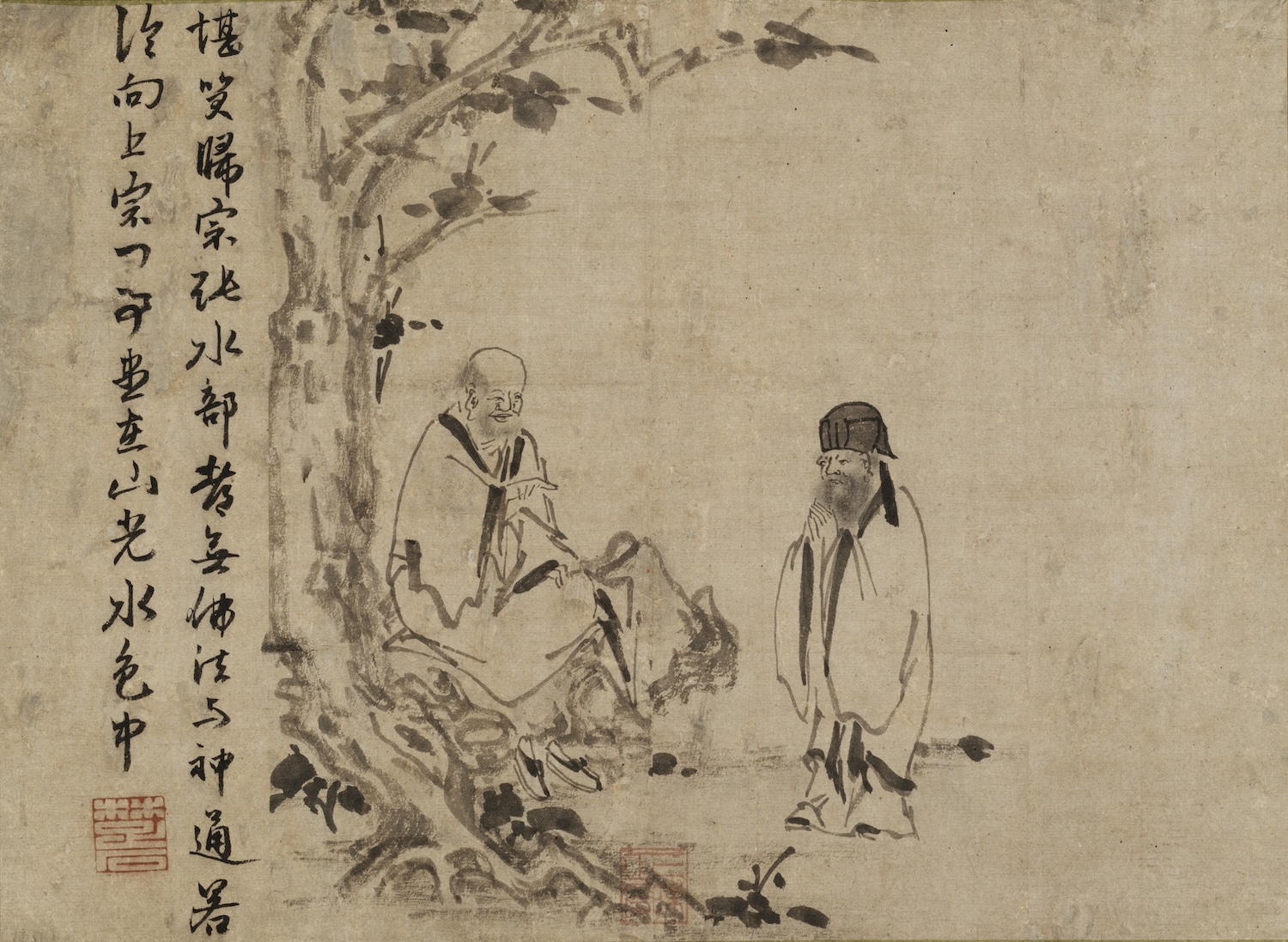 Illustrated by Yin tuoluo　Inscription by Chushi Fanqi, Detached Segment from the Deeds of the Zen Masters, Priest Zhichang, Yüan dynasty, 14th century, National Treasure, Seikado Bunko Art Museum On view: 4/24–5/7