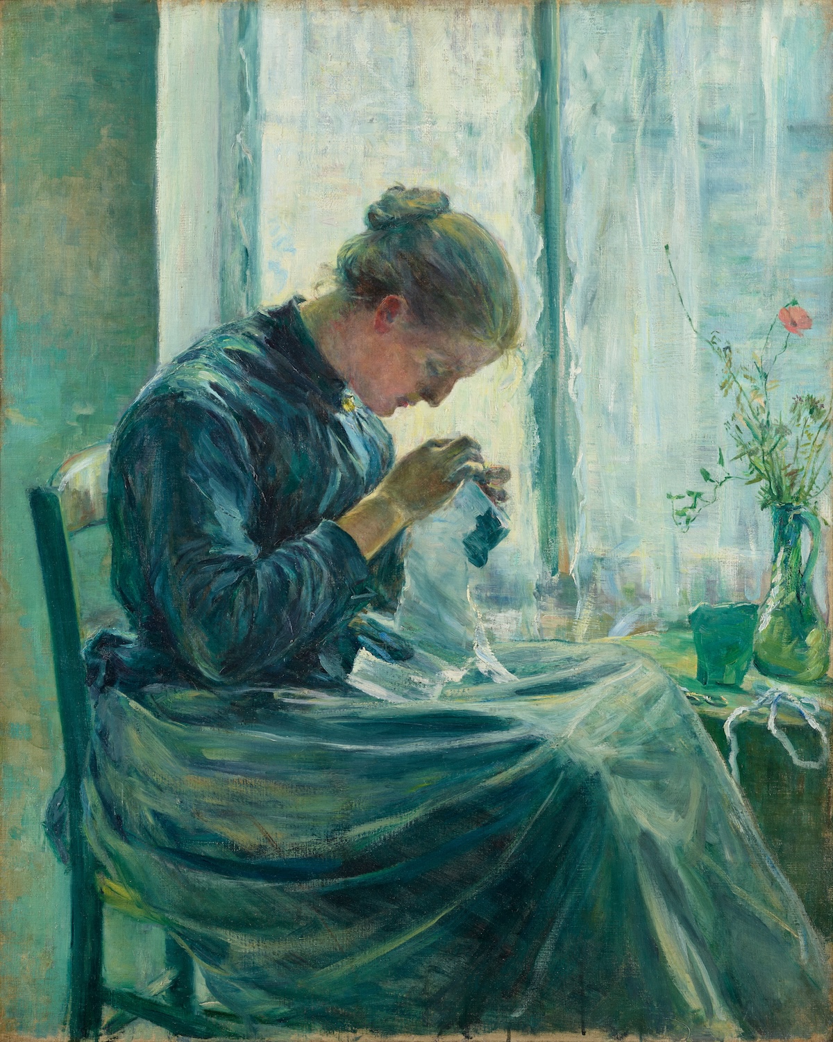 KURODA Seiki, Woman Sewing, 1890, Artizon Museum, Ishibashi Foundation